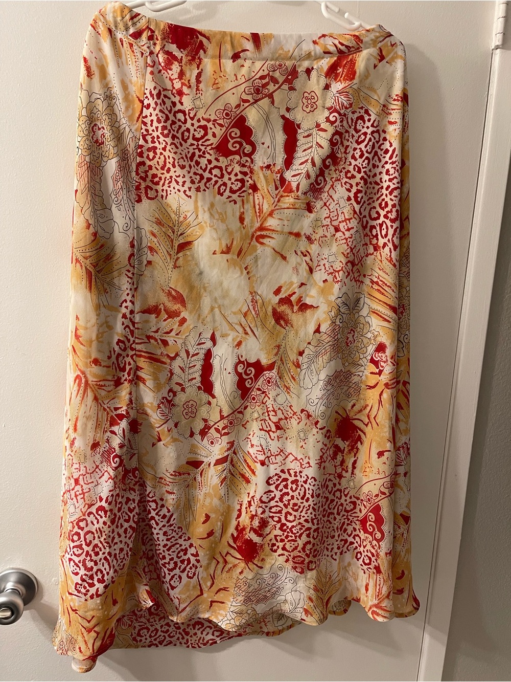 Red and Yellow Printed A-Line Women's Skirt